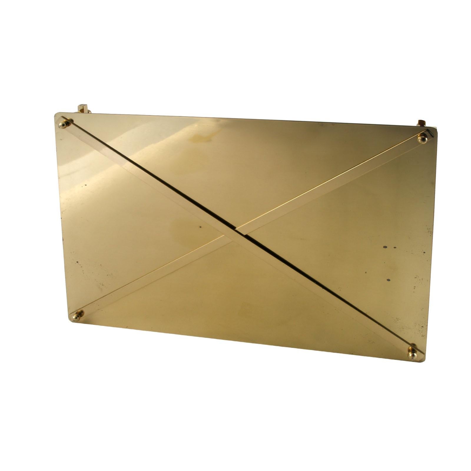 Art Deco 1940s Italian Tray Table, Golden Metal Decorated with Geometric Shapes For Sale 1