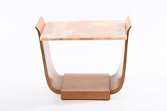 Art Deco Italian "U" Shaped Side Table Onyx Top
