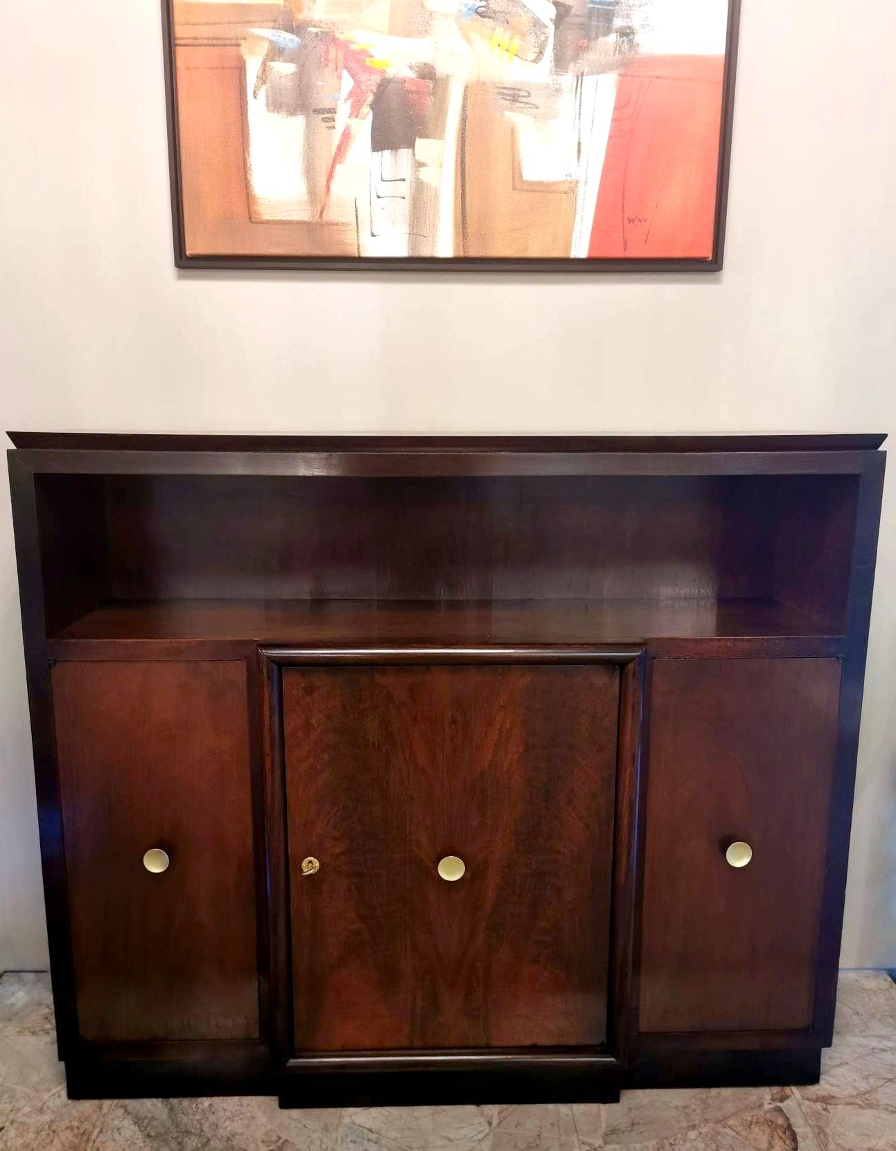 Art Deco Italian Walnut Cabinet with Doors For Sale 11