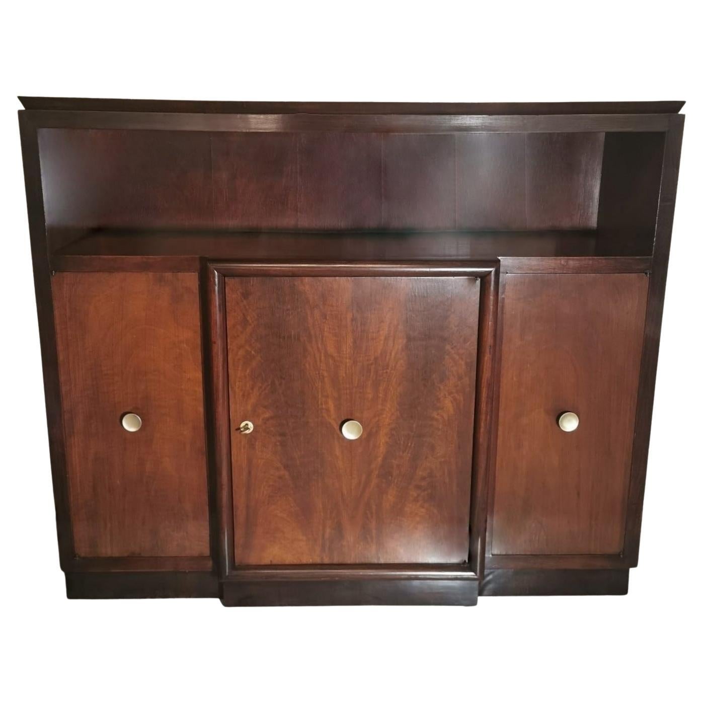 Art Deco Italian Walnut Cabinet with Doors For Sale