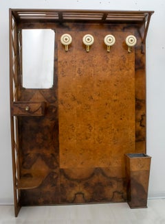 Art Deco Italian Walnut Clothes Hanger Whit Umbrella Stand, 1925