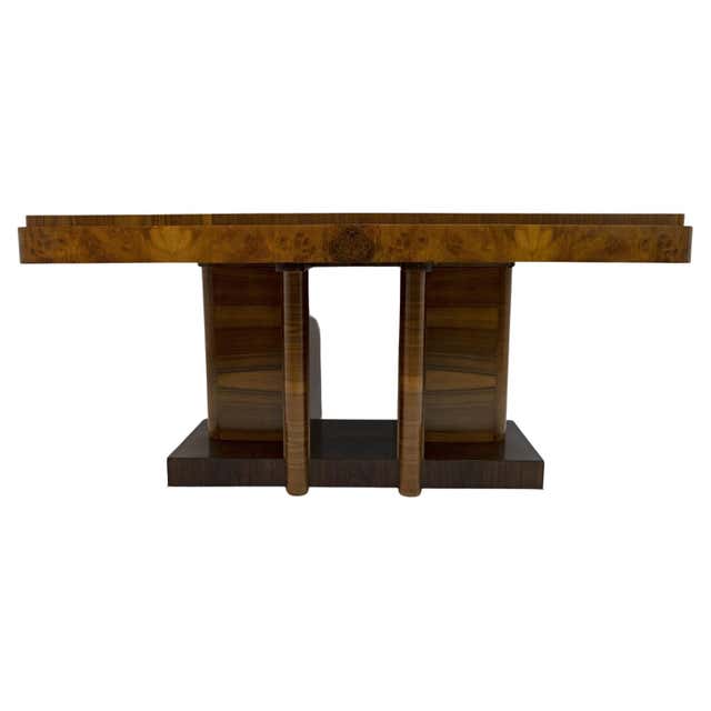 Craft Writing Style 1930s Italian Art Deco Monumental Executive Desk in Walnut Burl For ...