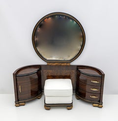 Art Dèco Italian Walnut Dressing Table with Mirror by F.lli Mascheroni, 1930s