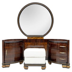 Vintage Art Dèco Italian Walnut Dressing Table with Mirror by F.lli Mascheroni, 1930s