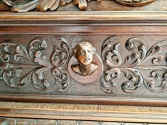 Art deco Italian Walnut King Bed Carved Bedroom Set