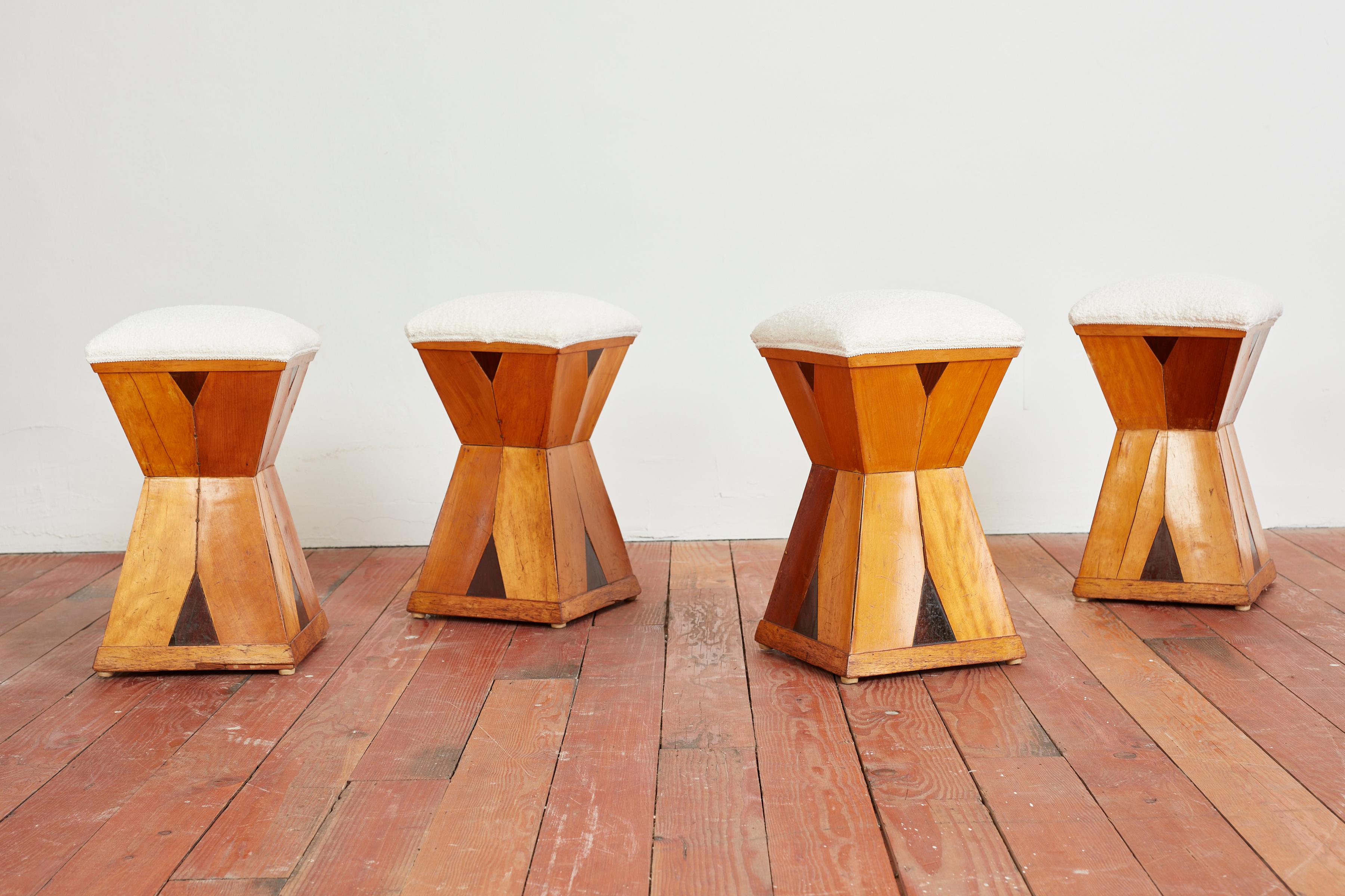 Art Deco Italian Wood Stools In Good Condition In Beverly Hills, CA