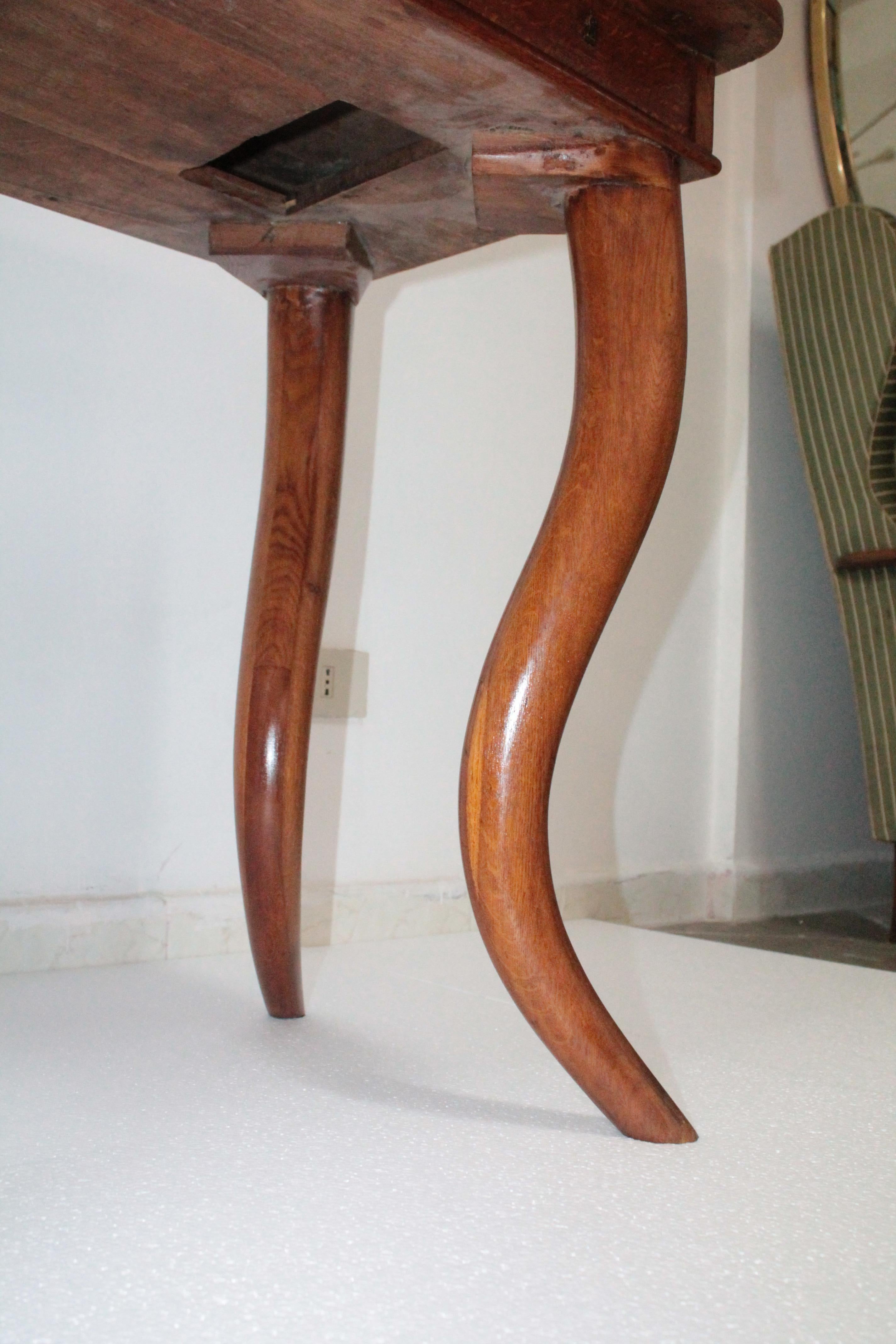 Art Deco Italian Writing Desk 1940s Elm Wood Paolo Buffa Style For Sale 14