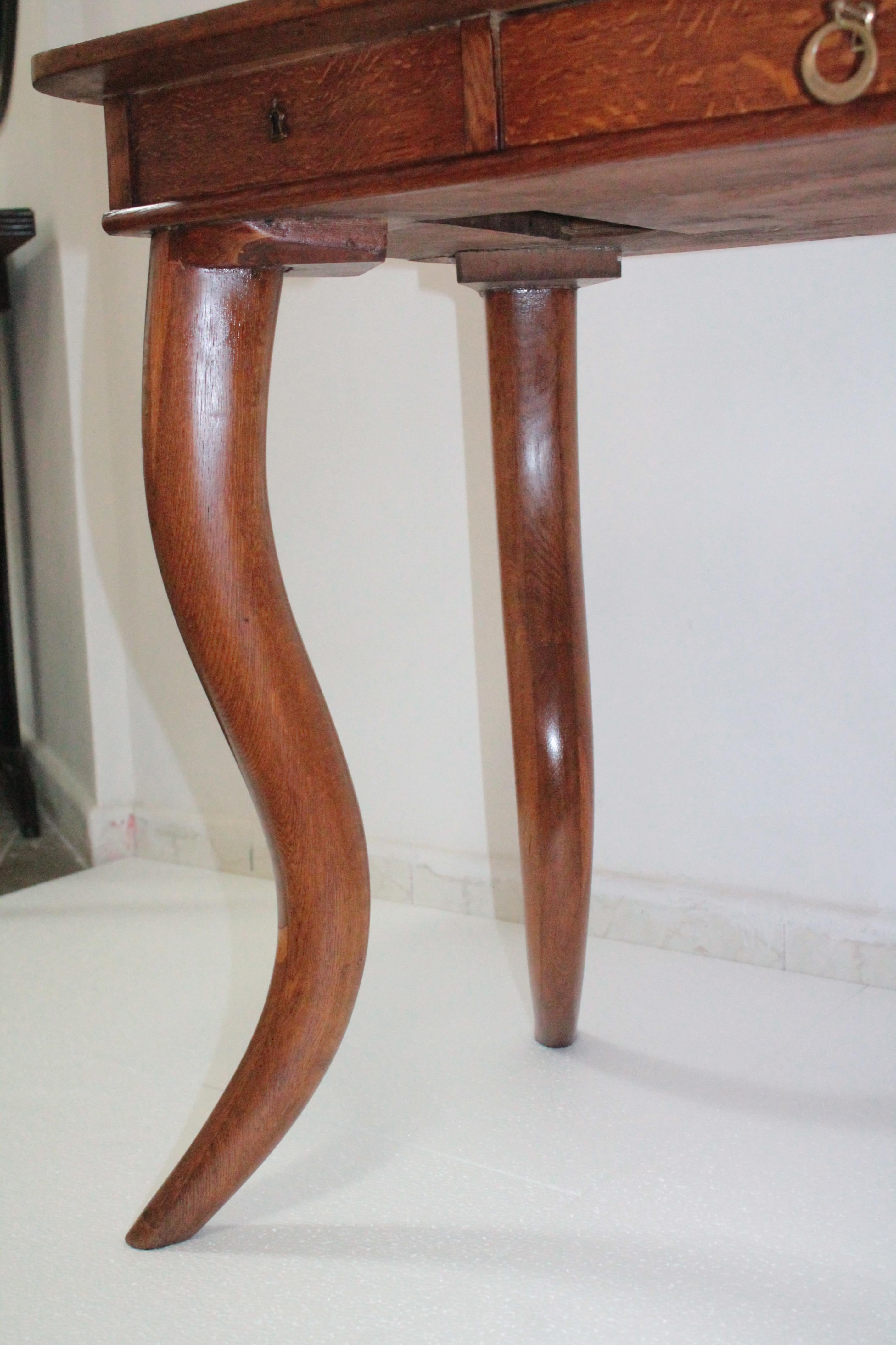 Art Deco Italian Writing Desk 1940s Elm Wood Paolo Buffa Style For Sale 15