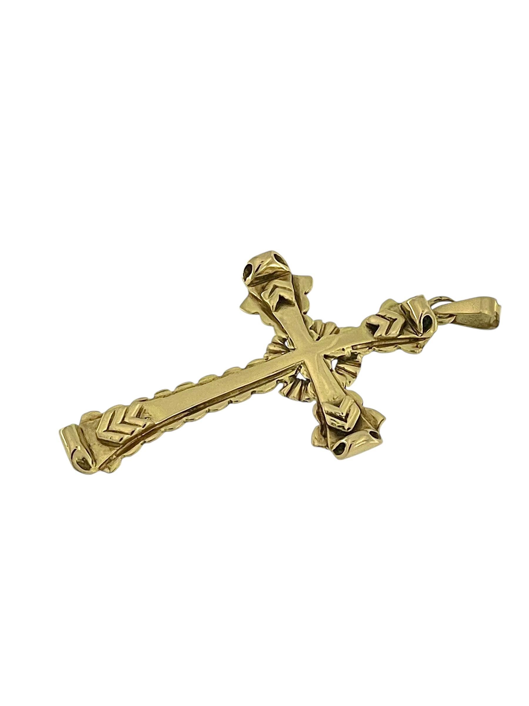 Art Deco Italian Yellow Gold Cross For Sale 1