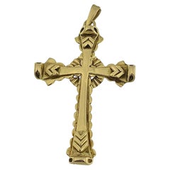 Art Deco Italian Yellow Gold Cross