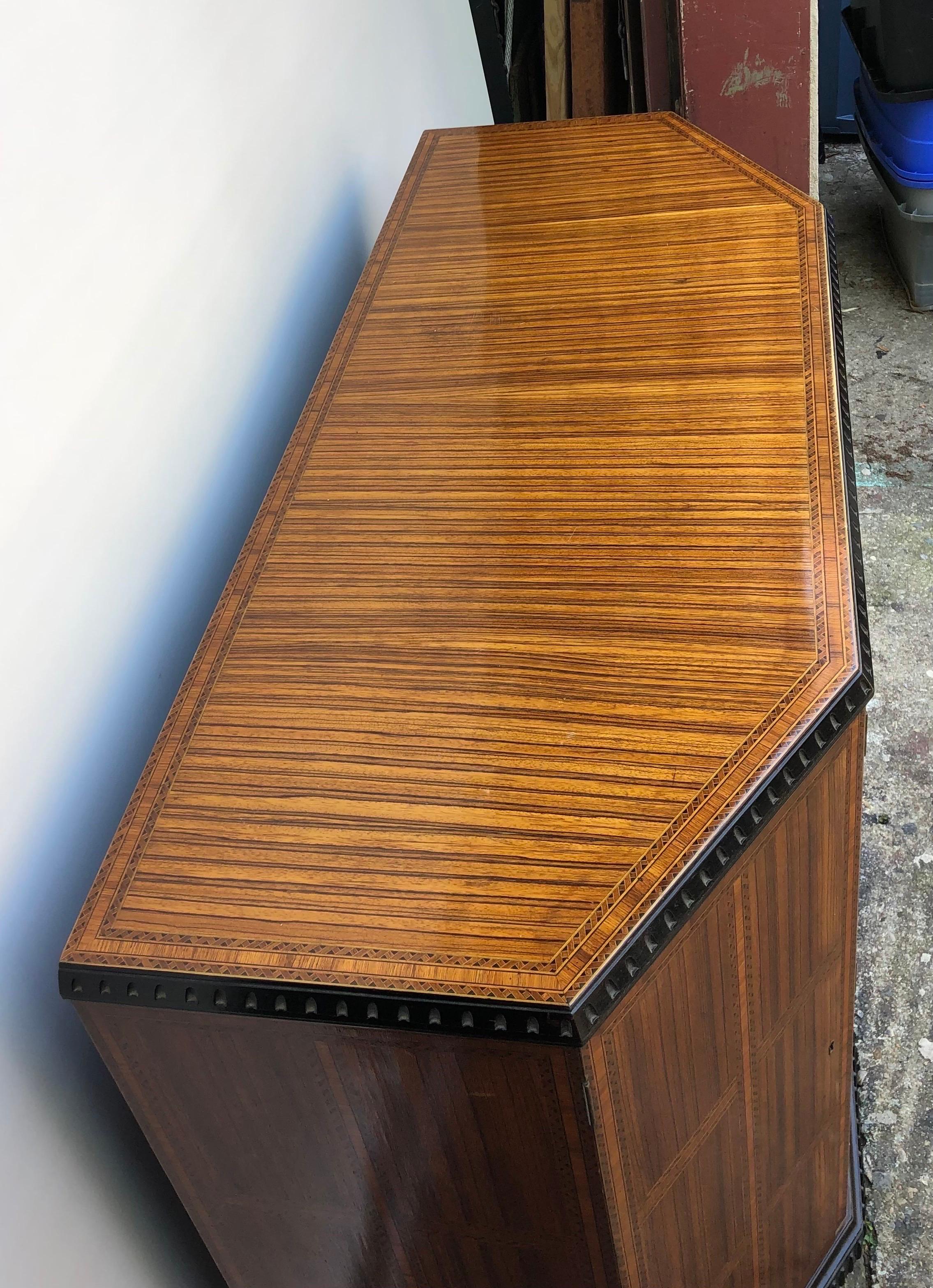 Ebonized Art Deco Italian Zebra Wood Inlaid Credenza, Early 20th Century