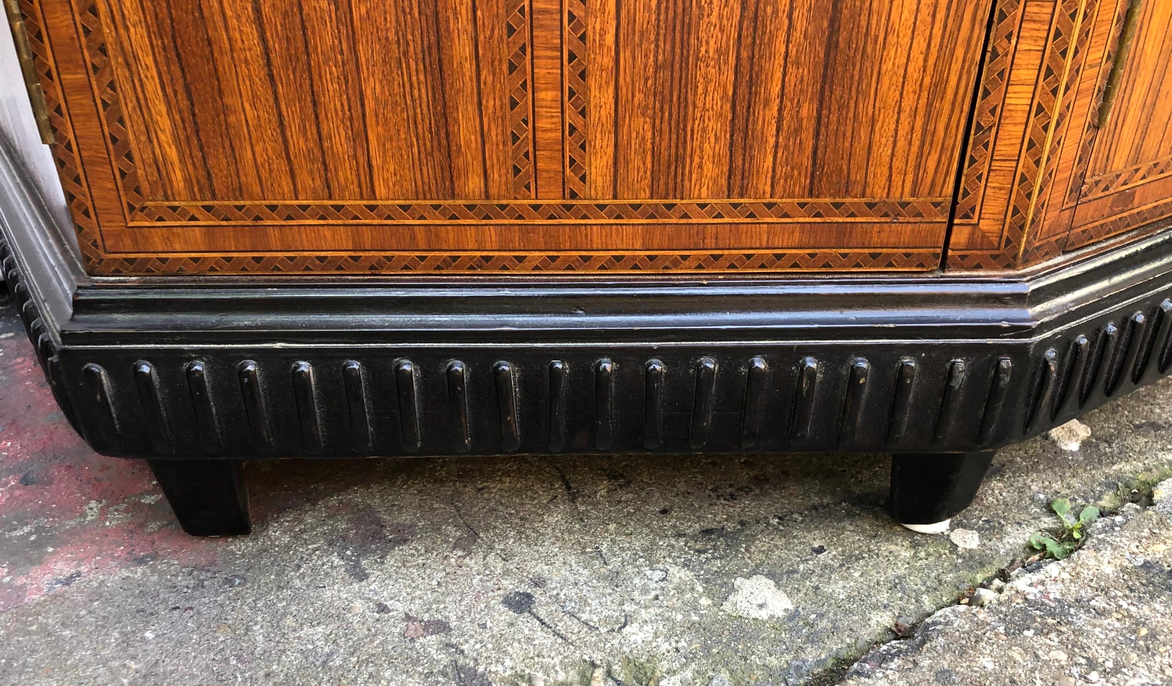 Art Deco Italian Zebra Wood Inlaid Credenza, Early 20th Century 5