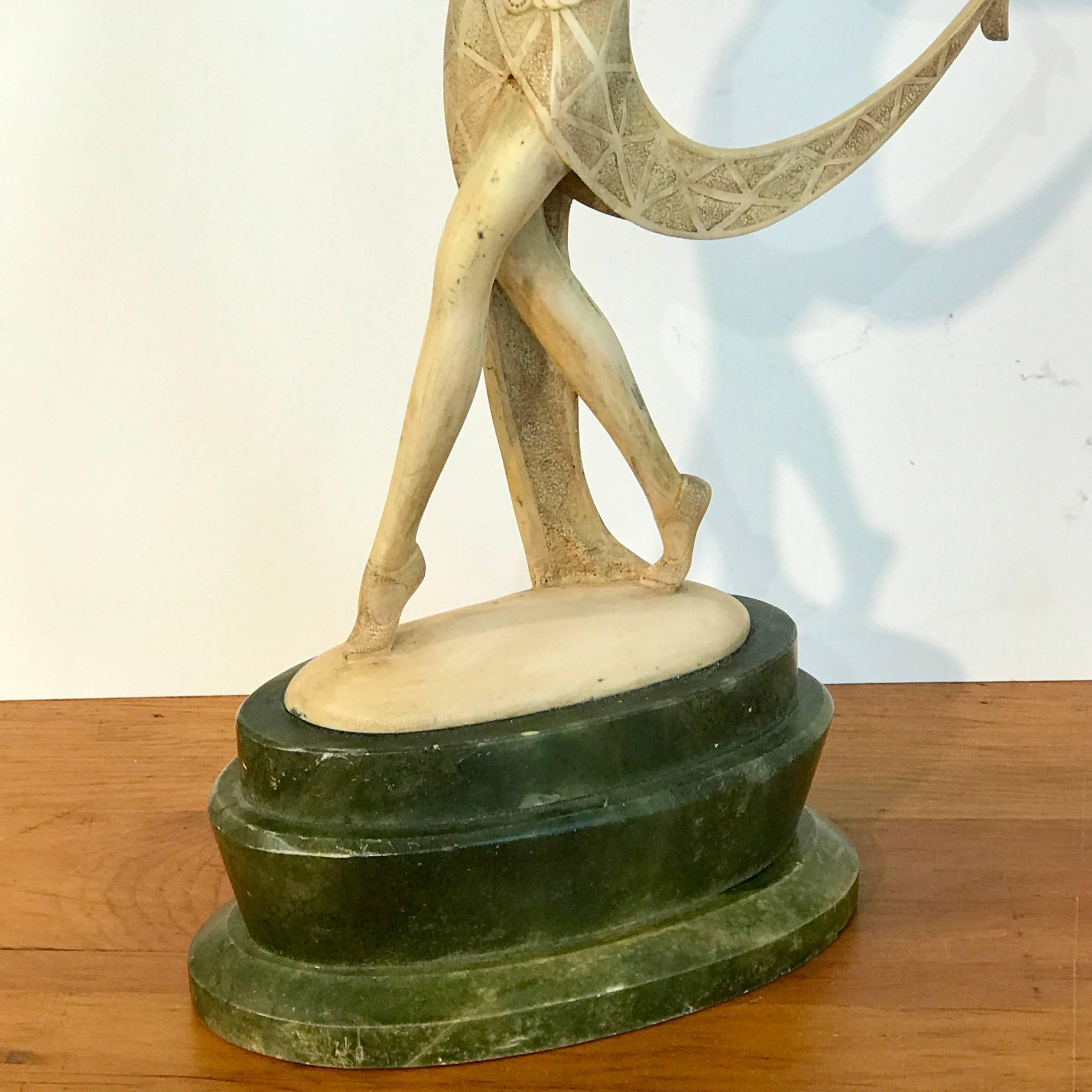 Austrian Art Deco Ivorine Dancer Statue Signed Lorenzl