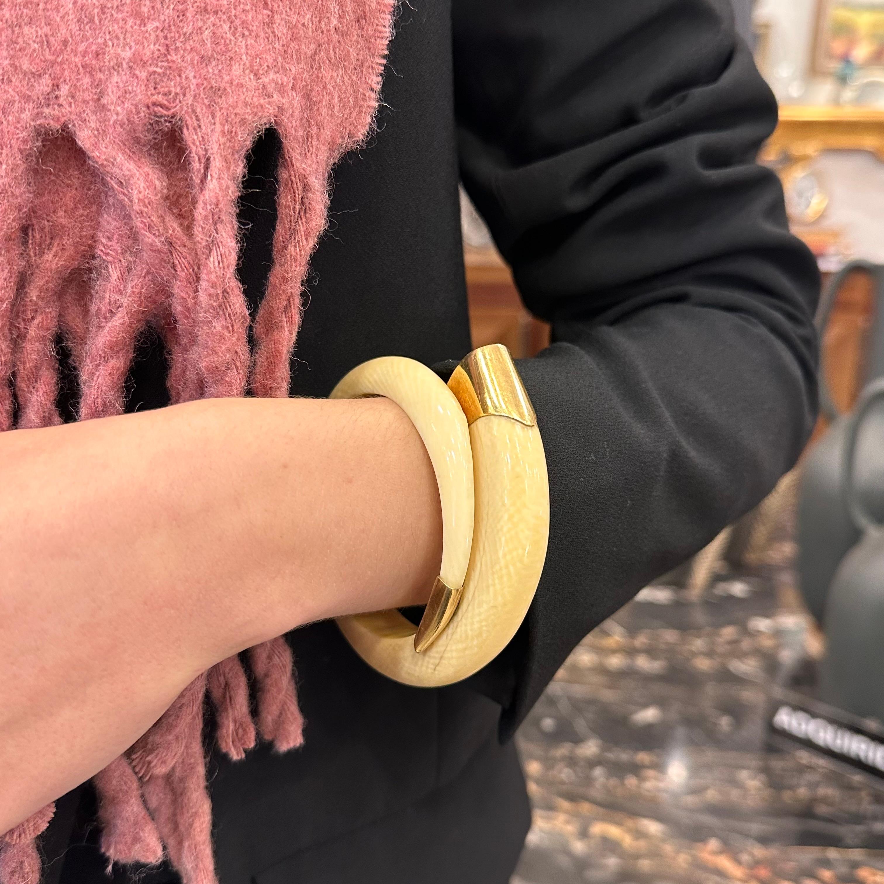 Art deco Elfenbein Gold Französisch Armband  im Angebot 7
