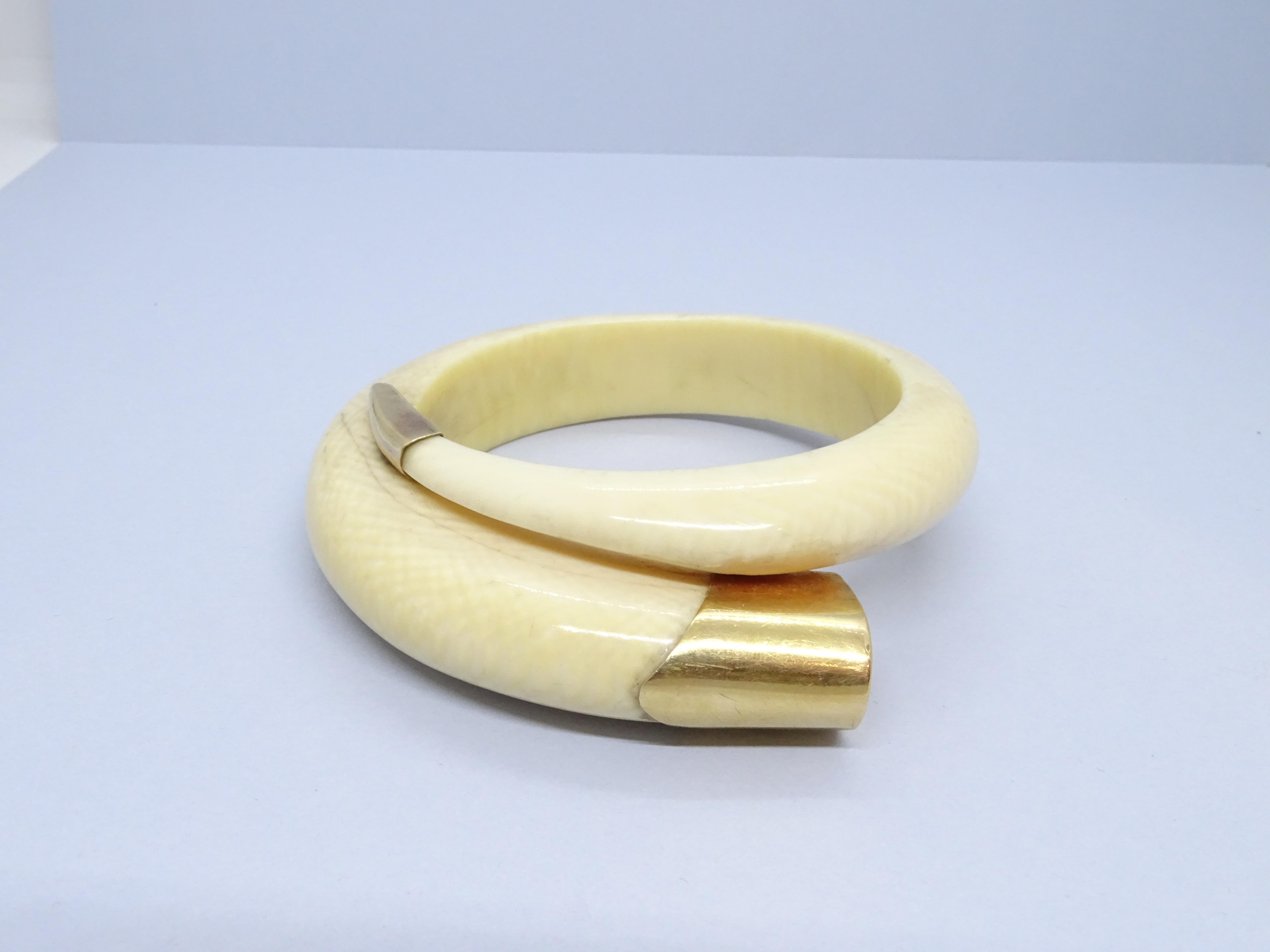 Art deco ivory gold French Bracelet  For Sale 13