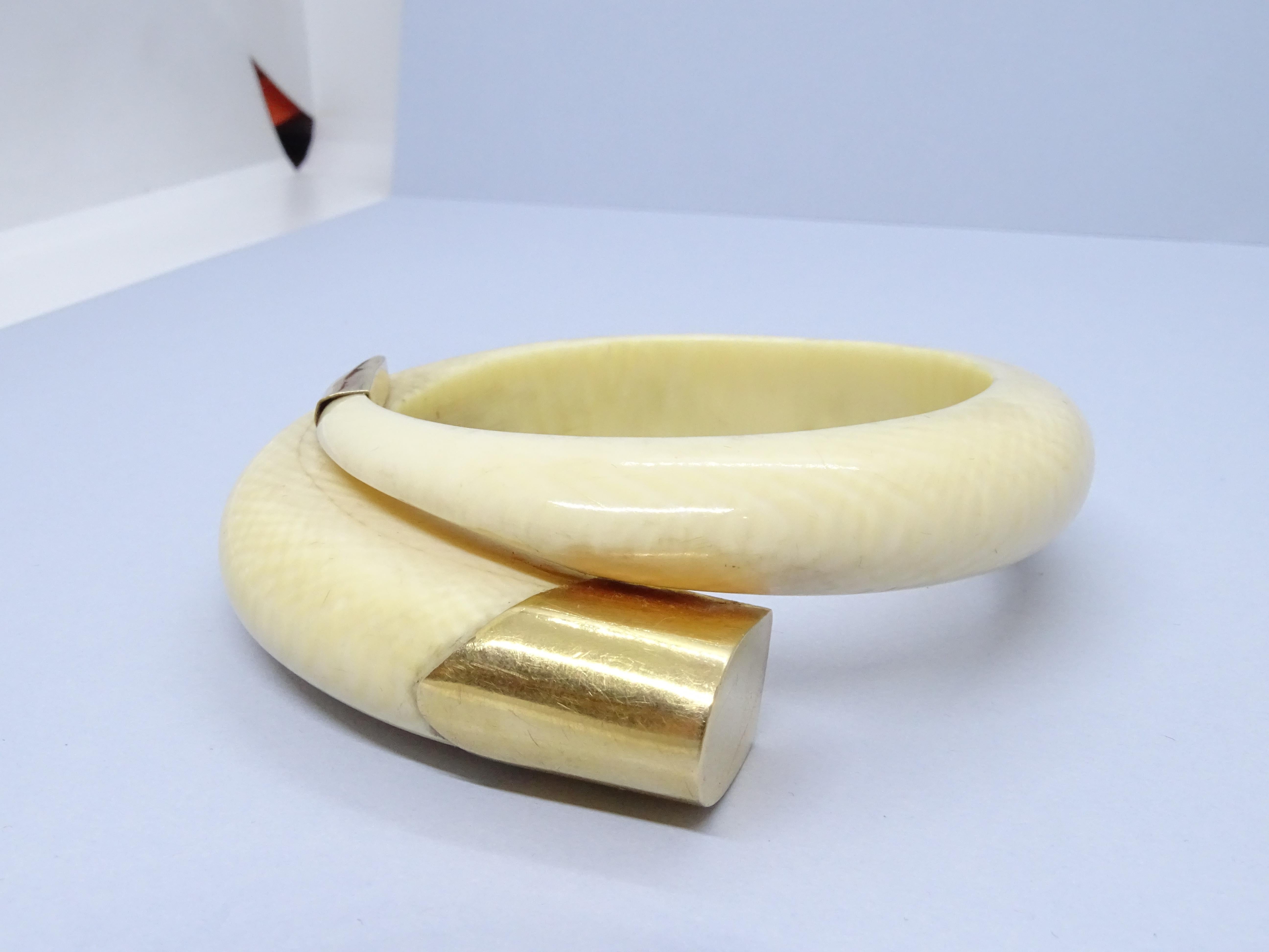 Art deco ivory gold French Bracelet  For Sale 14