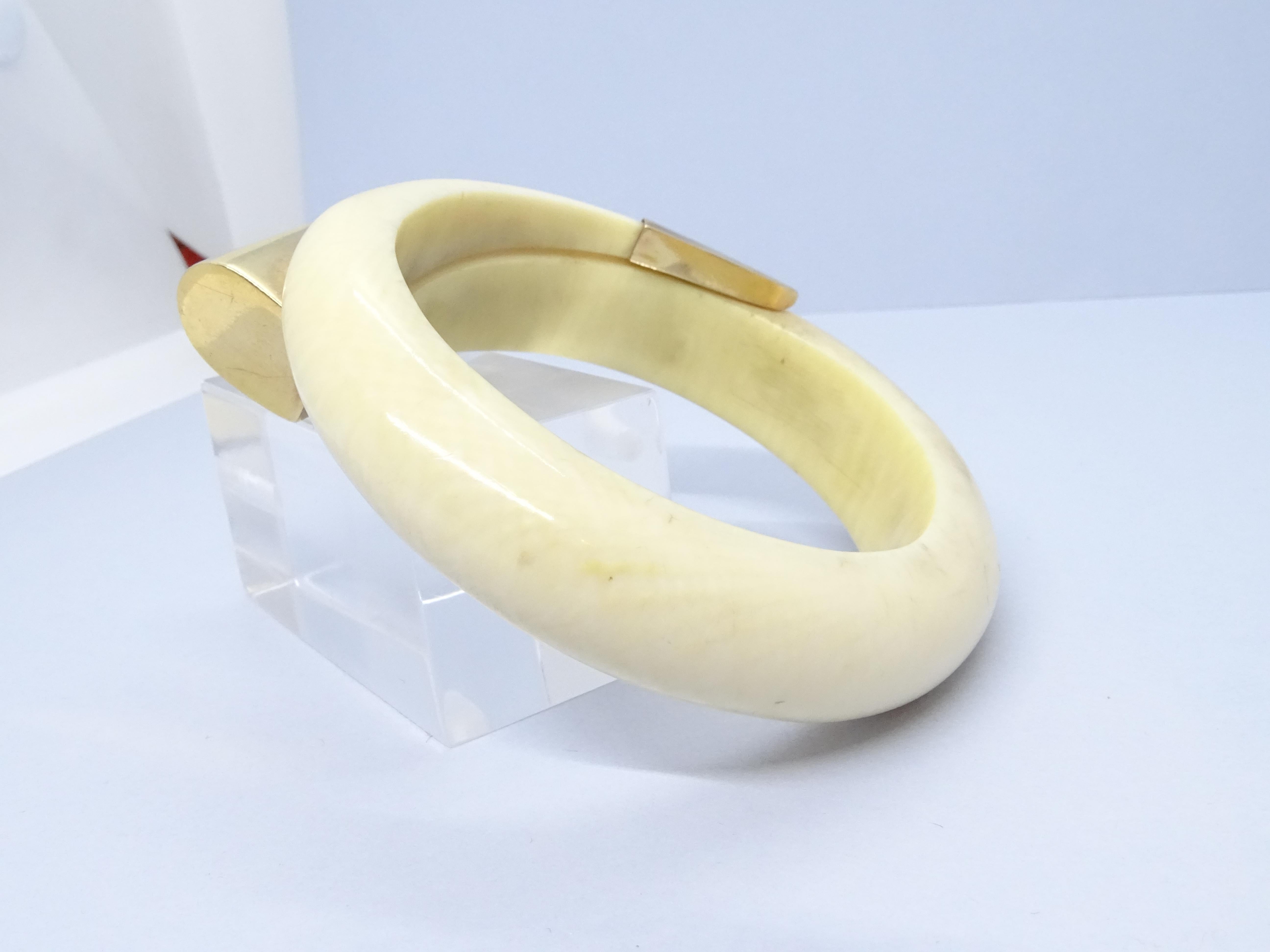 Art deco Elfenbein Gold Französisch Armband  für Damen oder Herren im Angebot