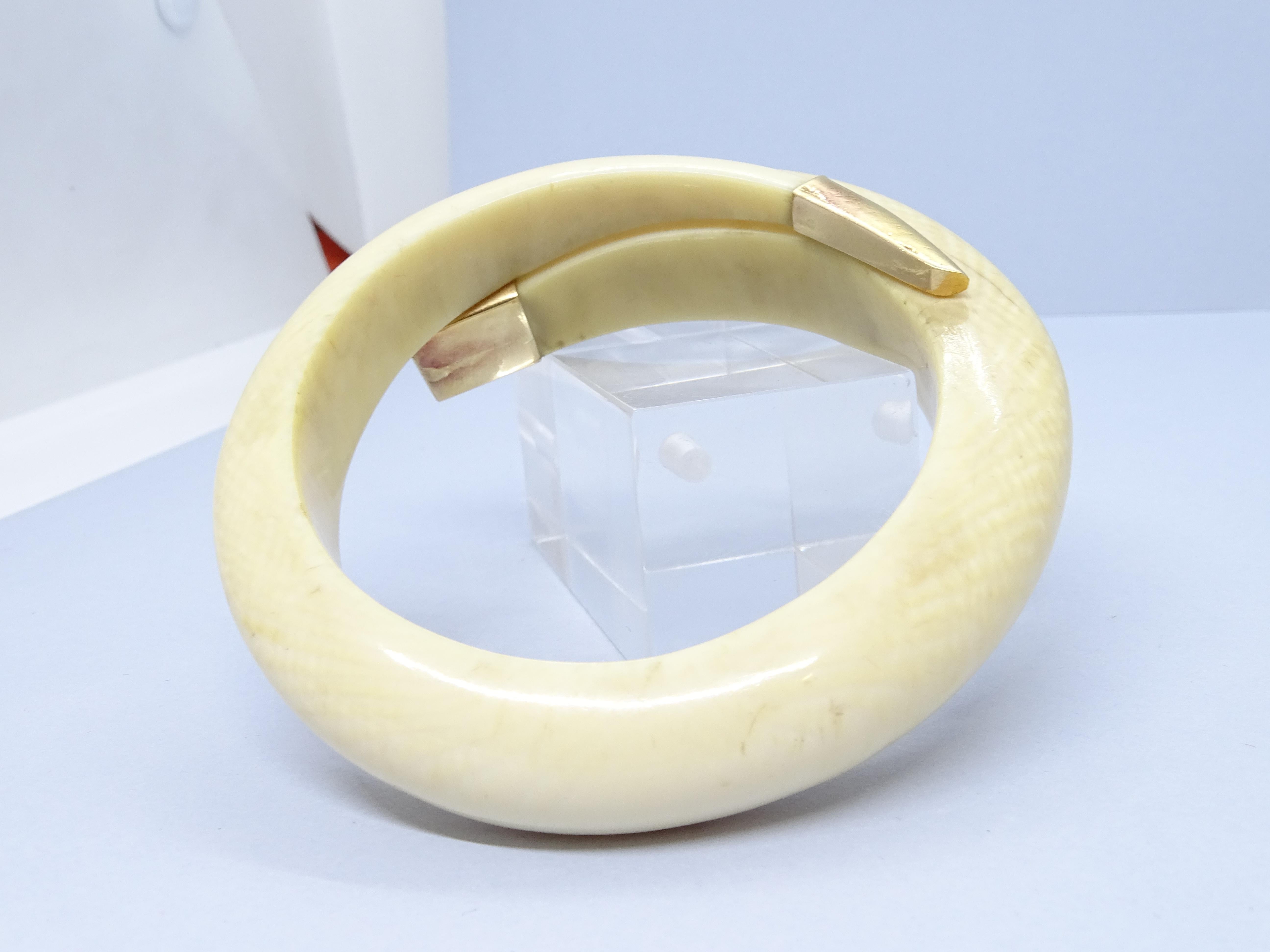Art deco ivory gold French Bracelet  For Sale 2