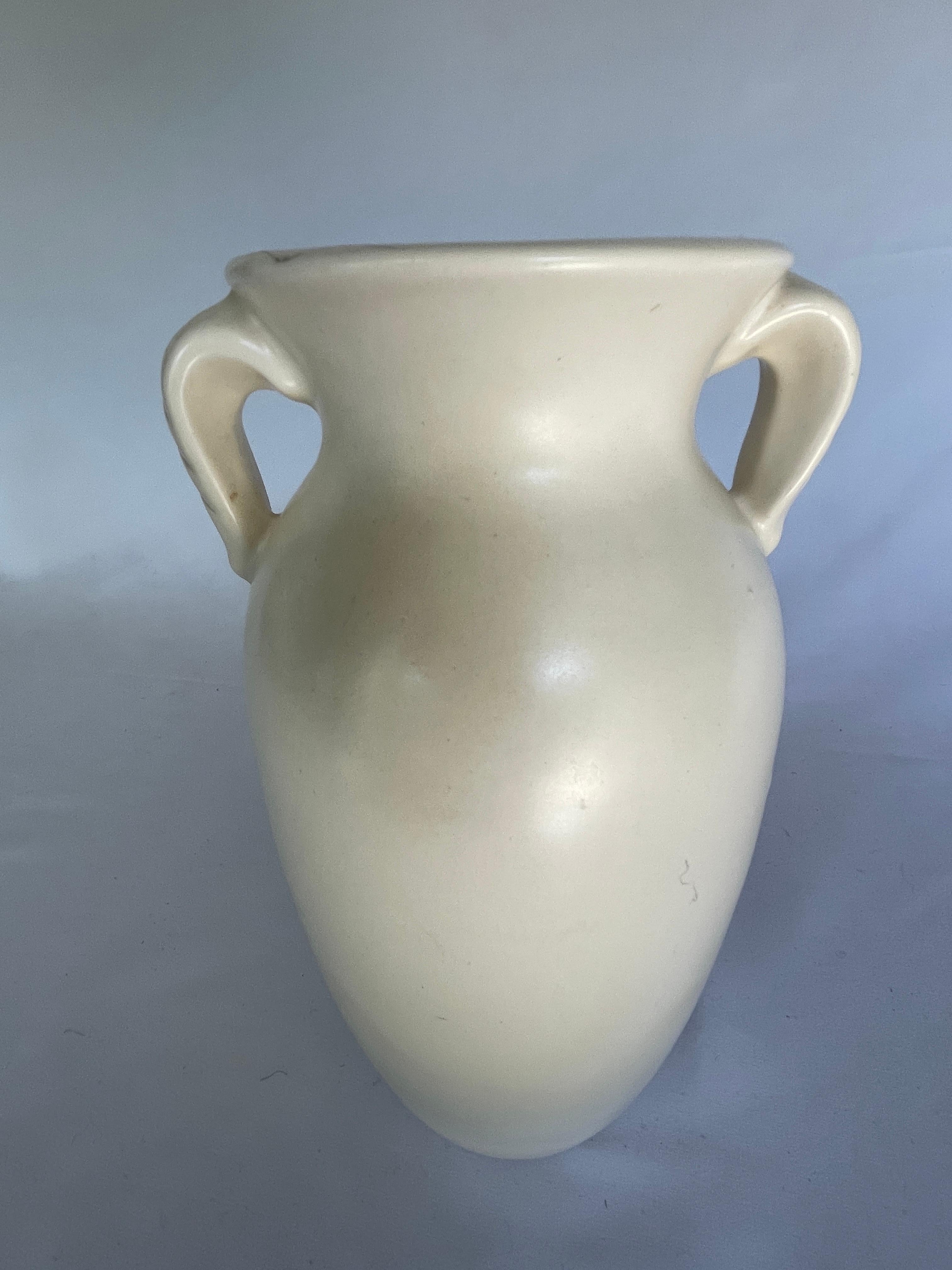 American Art Deco Ivory Pottery Vase by Red Wing For Sale