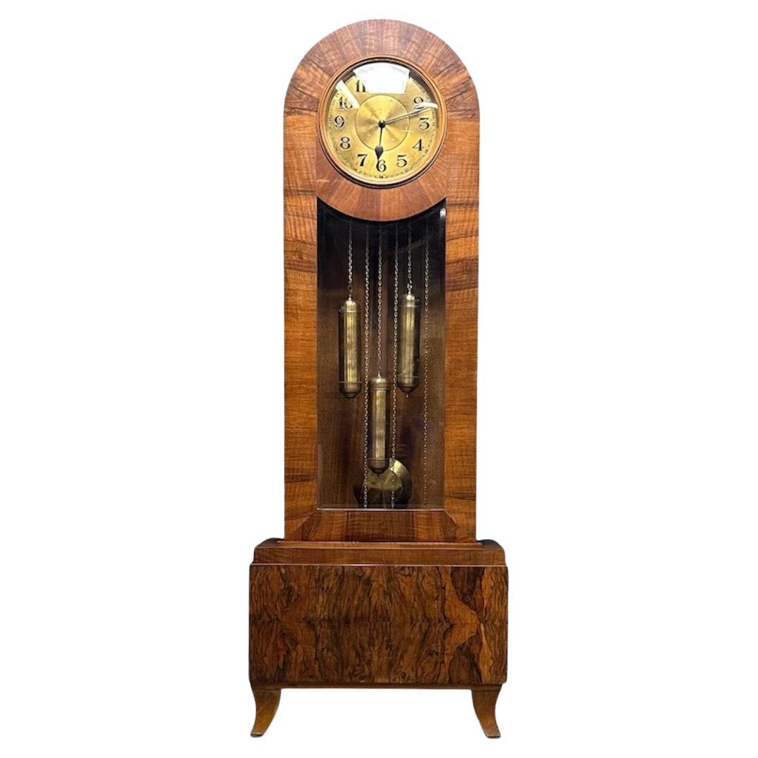 Art Deco J. Brandmann of Berlin Long Case Chiming Clock, Circa 1930s For Sale