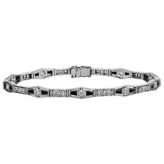 Art Deco J. E. Caldwell Diamond Onyx Platinum Line Bracelet
