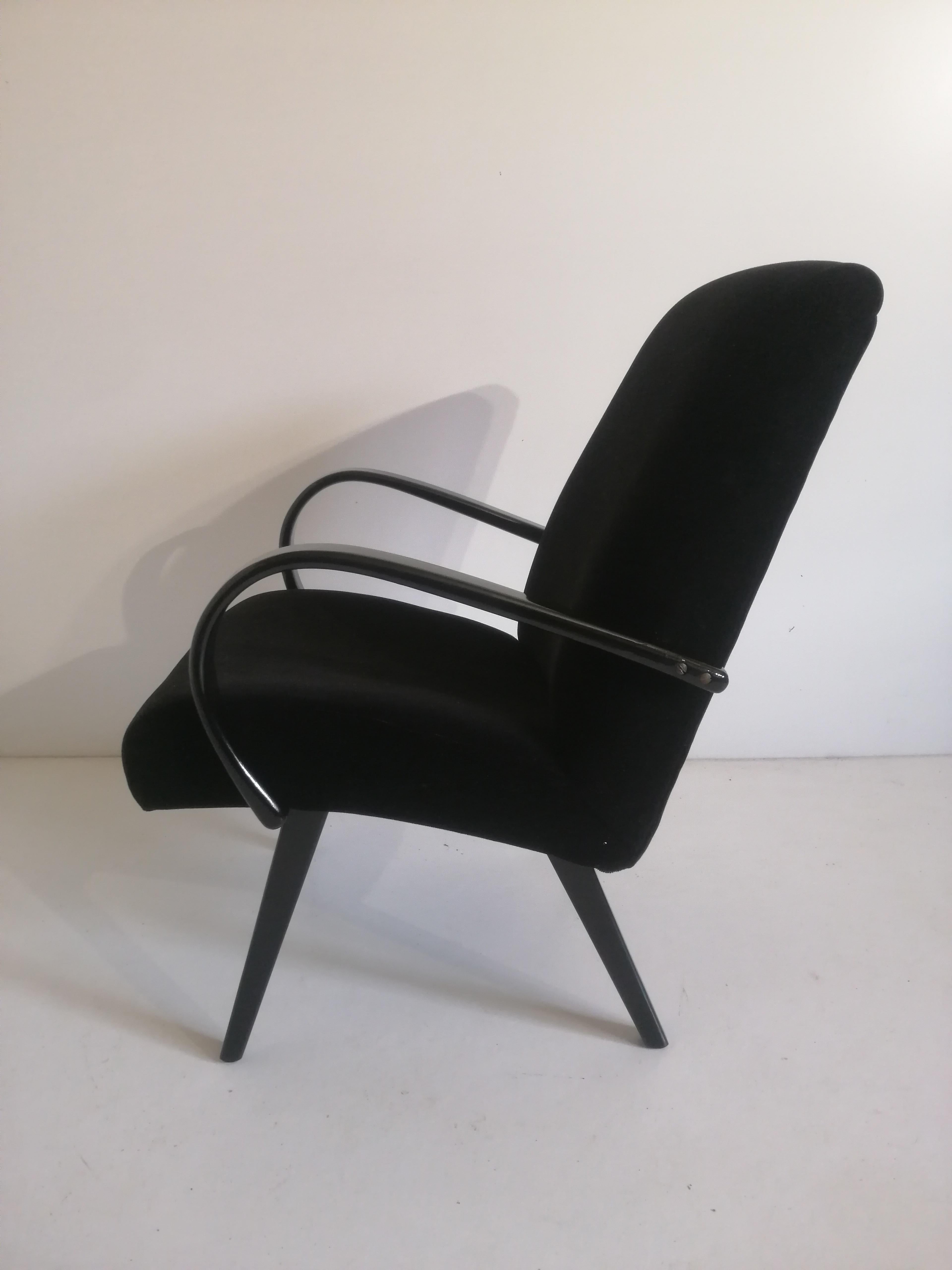 Walnut Art Deco J. Halabala Armchair For Sale