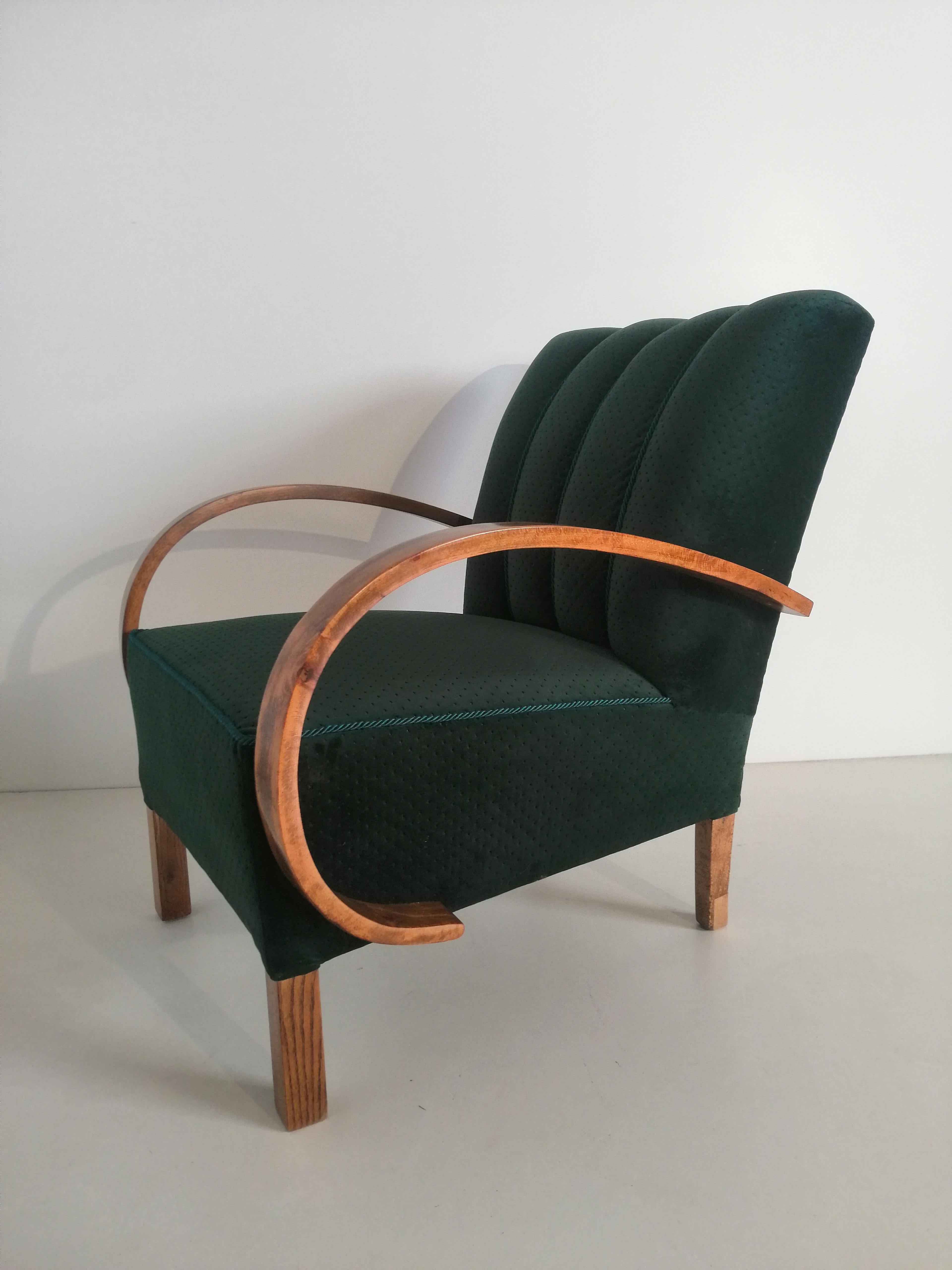 Sillón Art Decó J. Halabala . en Bueno estado para la venta en Kraków, Małopolska
