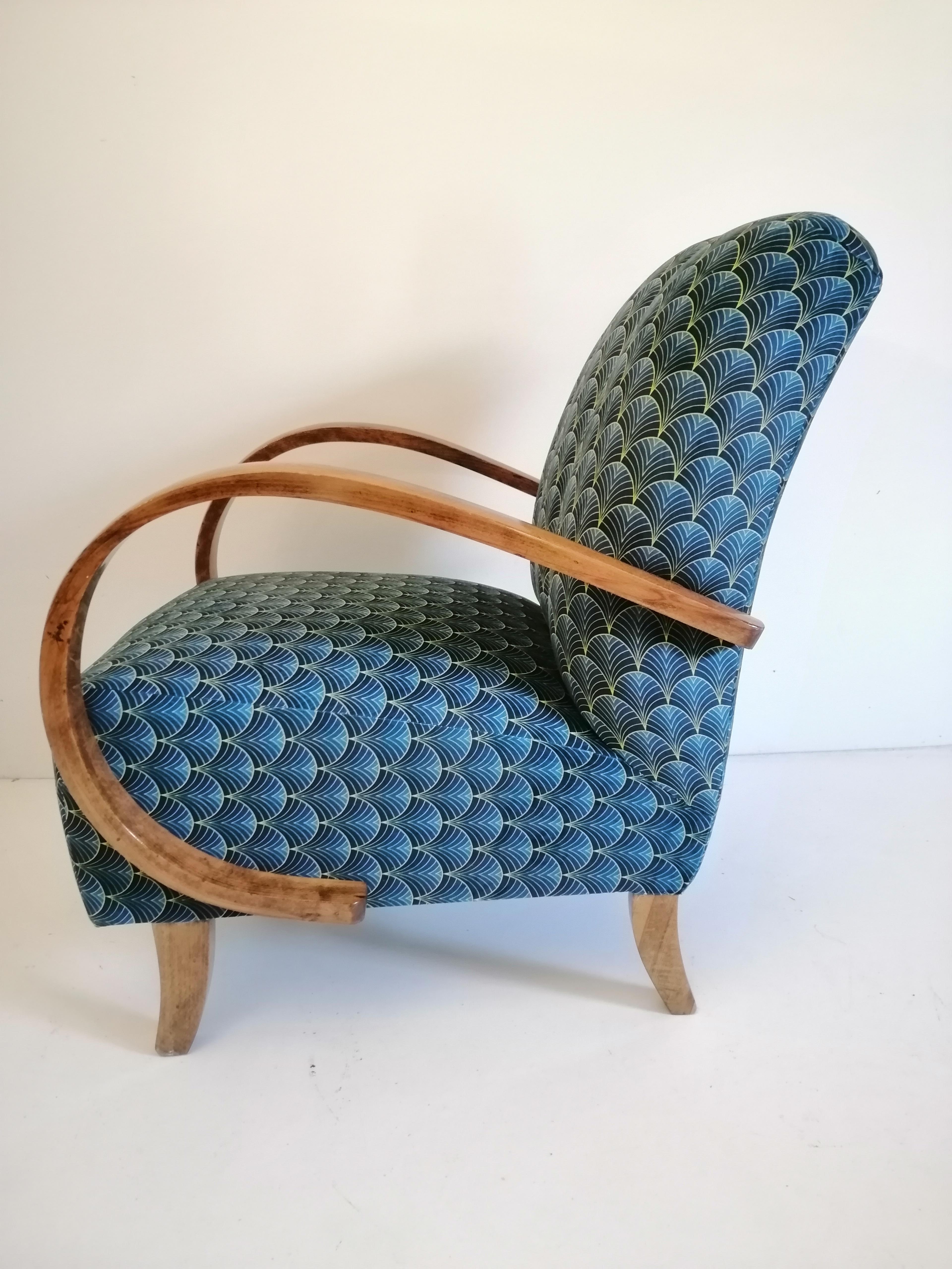Sillón Art Déco J. Halabala de 1940 en Bueno estado para la venta en Kraków, Małopolska