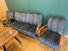 Art Deco J. Halabala Set 2 chairs table with sofa