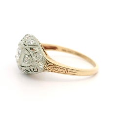 Art Deco Jabel 14k Gold 0.63ctw Old Cut Diamond Engraved Detailed Filigree Ring