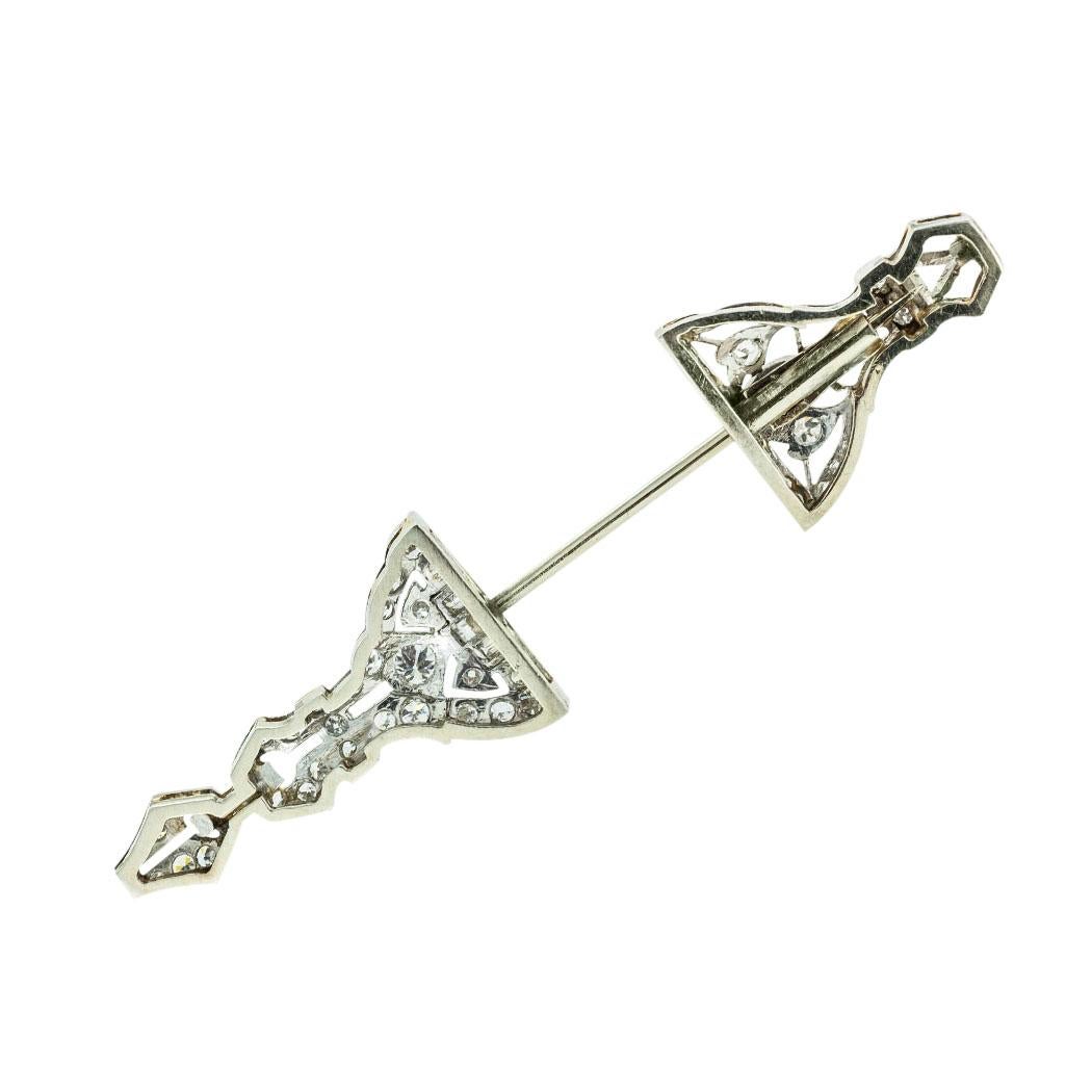 Art Deco Jabot Diamond Platinum Brooch In Good Condition For Sale In Los Angeles, CA