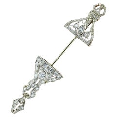 Art Deco Jabot Diamond Platinum Brooch