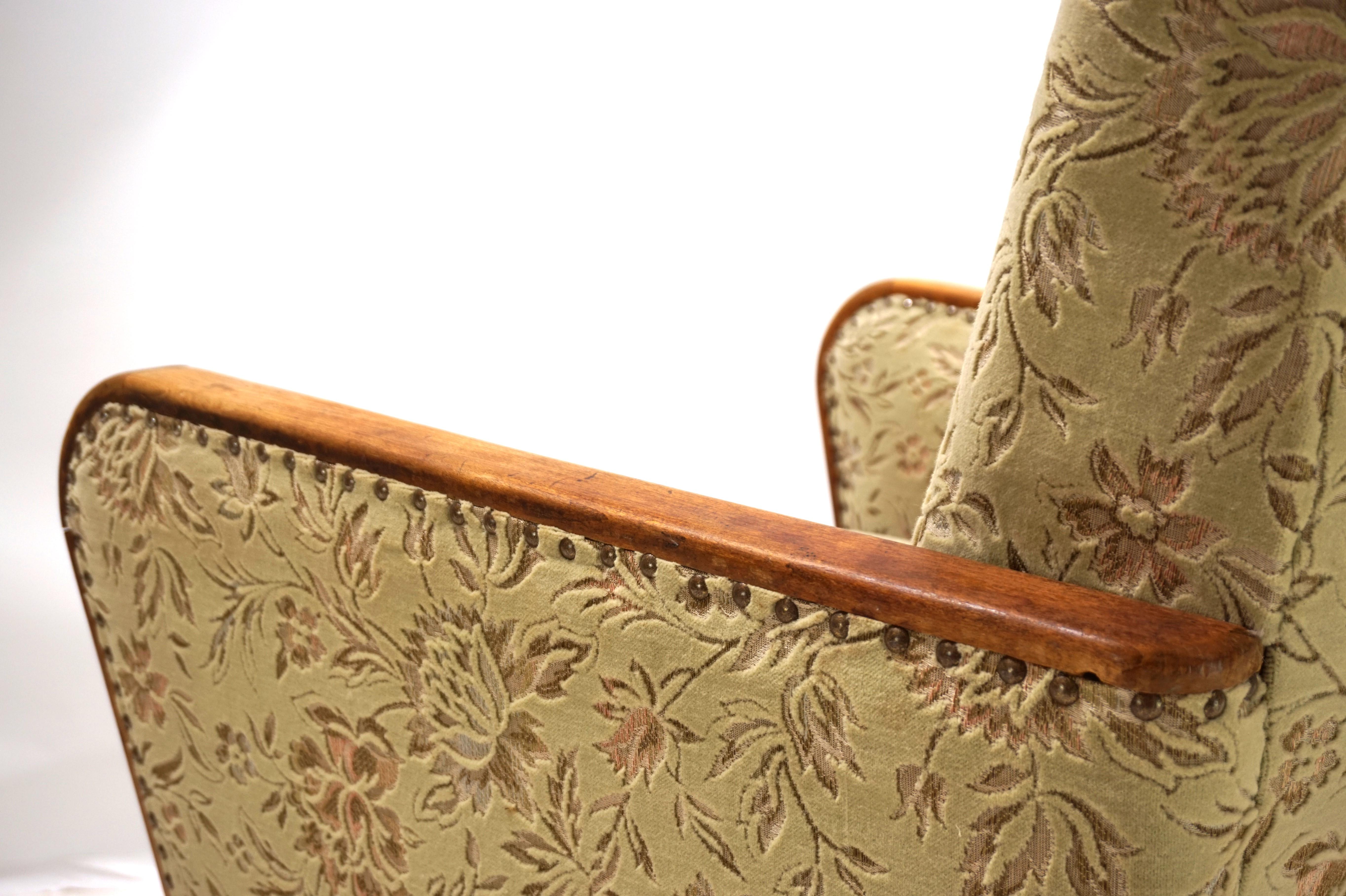 Art Deco jacquard velvet lounge chair, 1930 For Sale 11