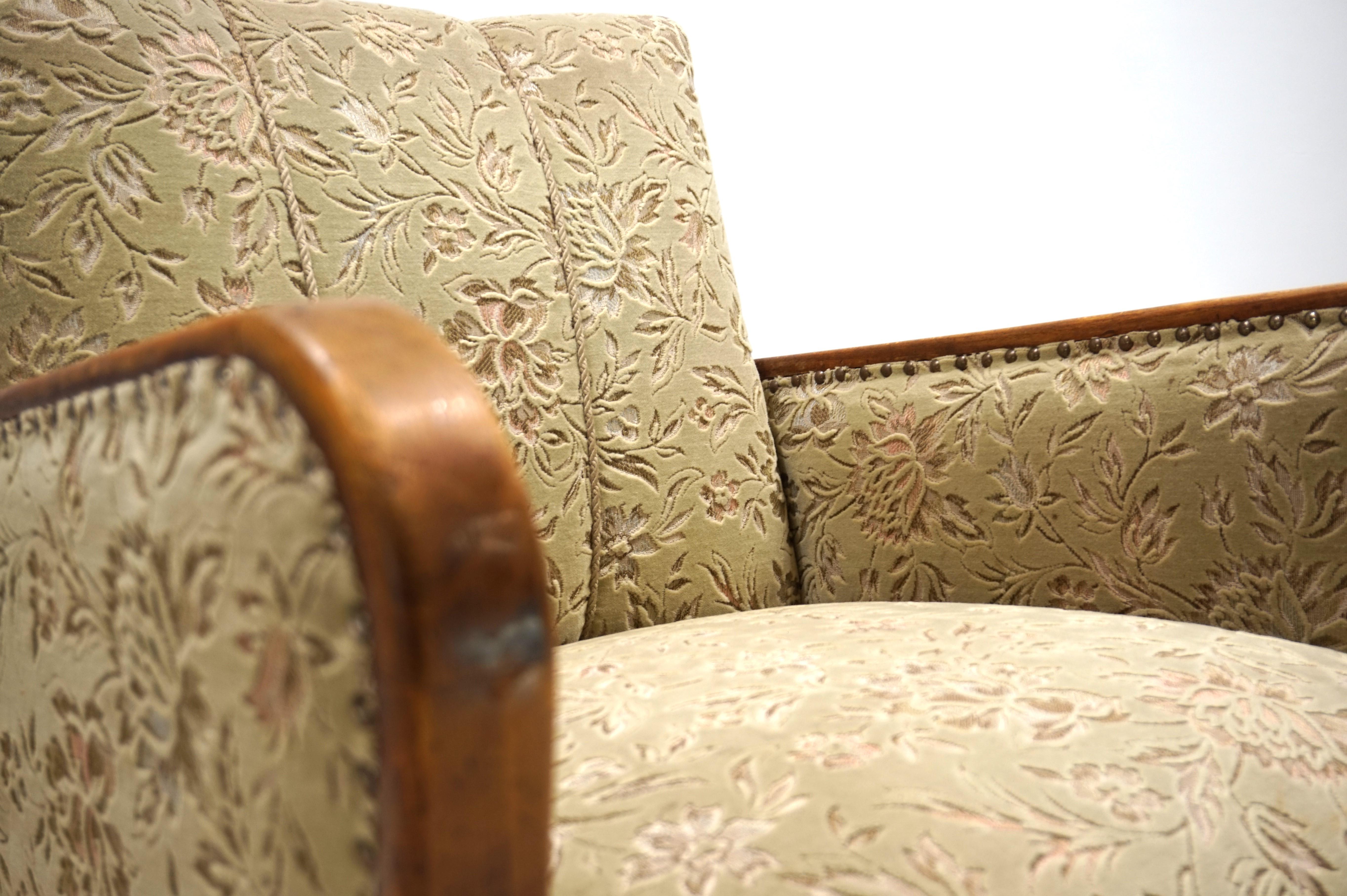 Art Deco jacquard velvet lounge chair, 1930 For Sale 13