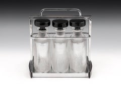 Art Deco Jacques Adnet Chromium-Plated Macassar Ebony Tantalus 20th Century