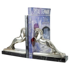 Sujetalibros Art Déco Caballo Jacques Cartier Escultura de bronce, c 1930, Francia