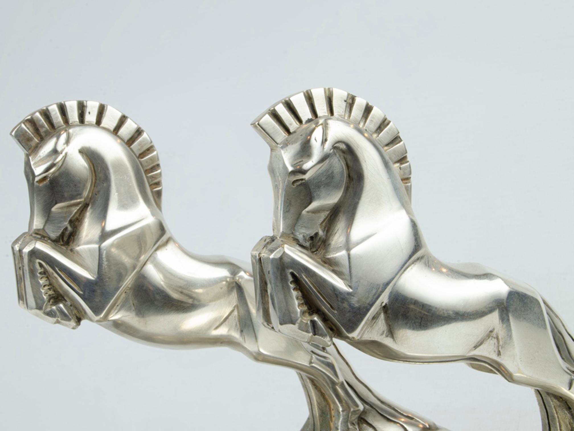 Art Deco Jacques Cartier Horse Bookends Bronze Sculpture, c 1930, France For Sale 2
