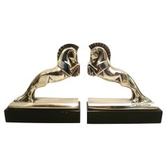 Art Deco Jacques Cartier Horse Bookends Bronze Sculpture, c 1930, France