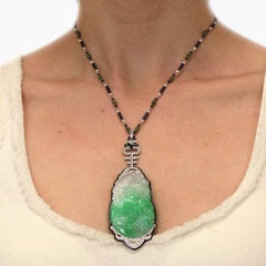 Art Deco Jade and Diamond Necklace