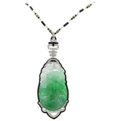 Art Deco Jade and Diamond Necklace