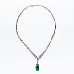 Art Deco Jade and Diamond Platinum Necklace