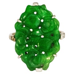 Art Deco Jade and Diamond Platinum Ring