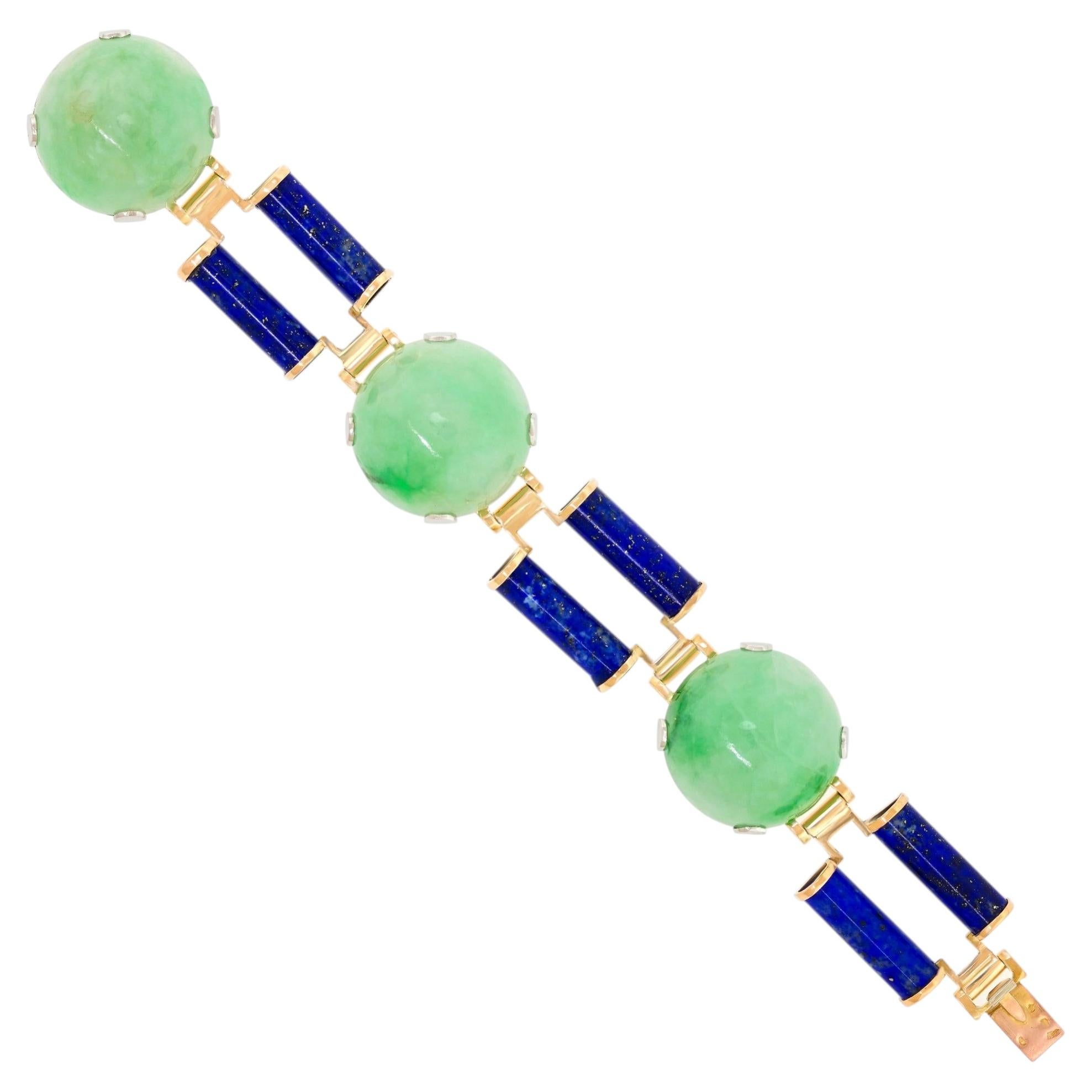 Art Deco Jade and Lapis Bracelet