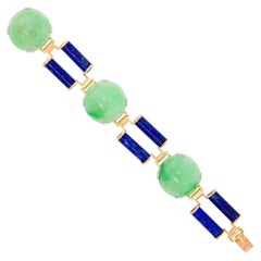 Art Deco Jade and Lapis Bracelet
