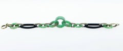 Art Deco Jade and Onyx Link Bracelet