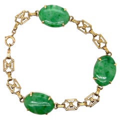 Art Deco Jade Bracelet Yellow Gold Antique Vintage Original 1920's-1930's