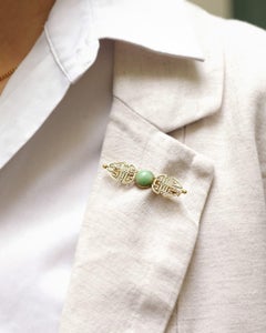 Art Deco Jade Brooch In 18 Karat Gold, Art Deco Jewelry, Joseph Auricoste