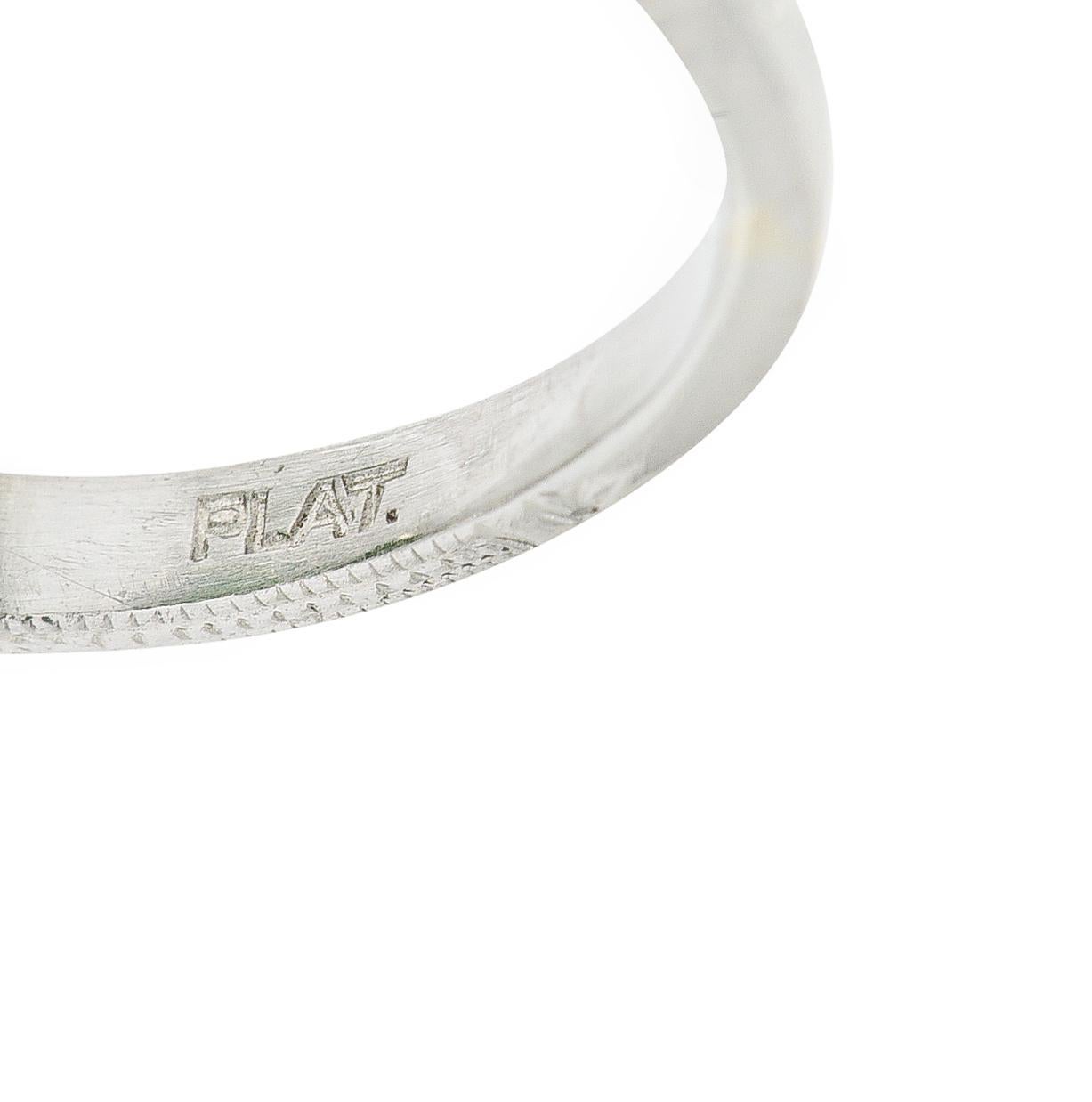 Art Deco Jade Cabochon Platinum Orange Blossom Gemstone Ring For Sale 1