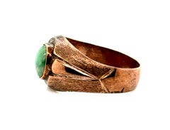 Art Deco Jade Cocktail Ring Oval Cabochon 14K Original 1930's Antique