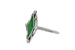 Art Deco Jade Diamond and Platinum Dress Ring